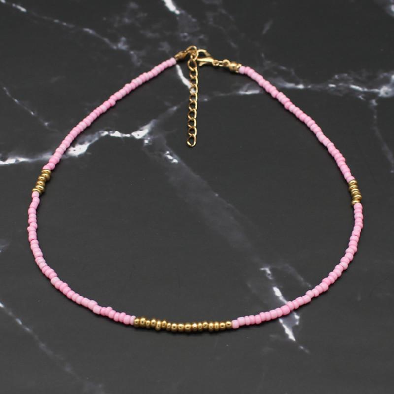 Bohemia Handmade Rainbow Seed Beads Simple Choker Necklace Women's Fashion Wild Sweet Colorful Collar Jewelry Gift