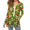 Women's Fashion Christmas Print Long-Sleeved Pocketed Slim-Fit Cardigan Coat