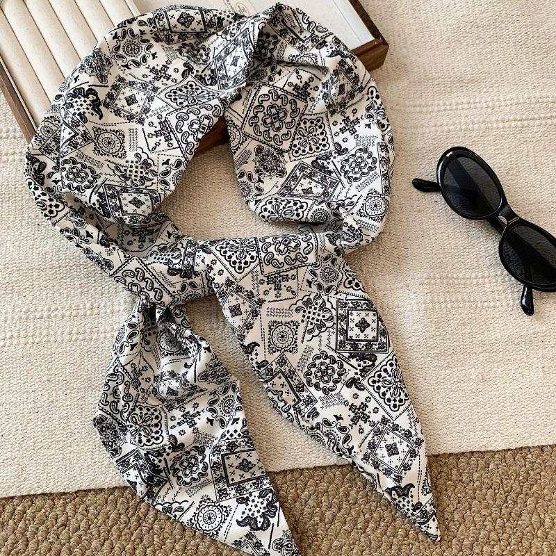 Vintage Brown Cashew Flower Long Scarf for Women, Fashionable and High-end, with Belt Decoration and Niche Design, Waist Accessory