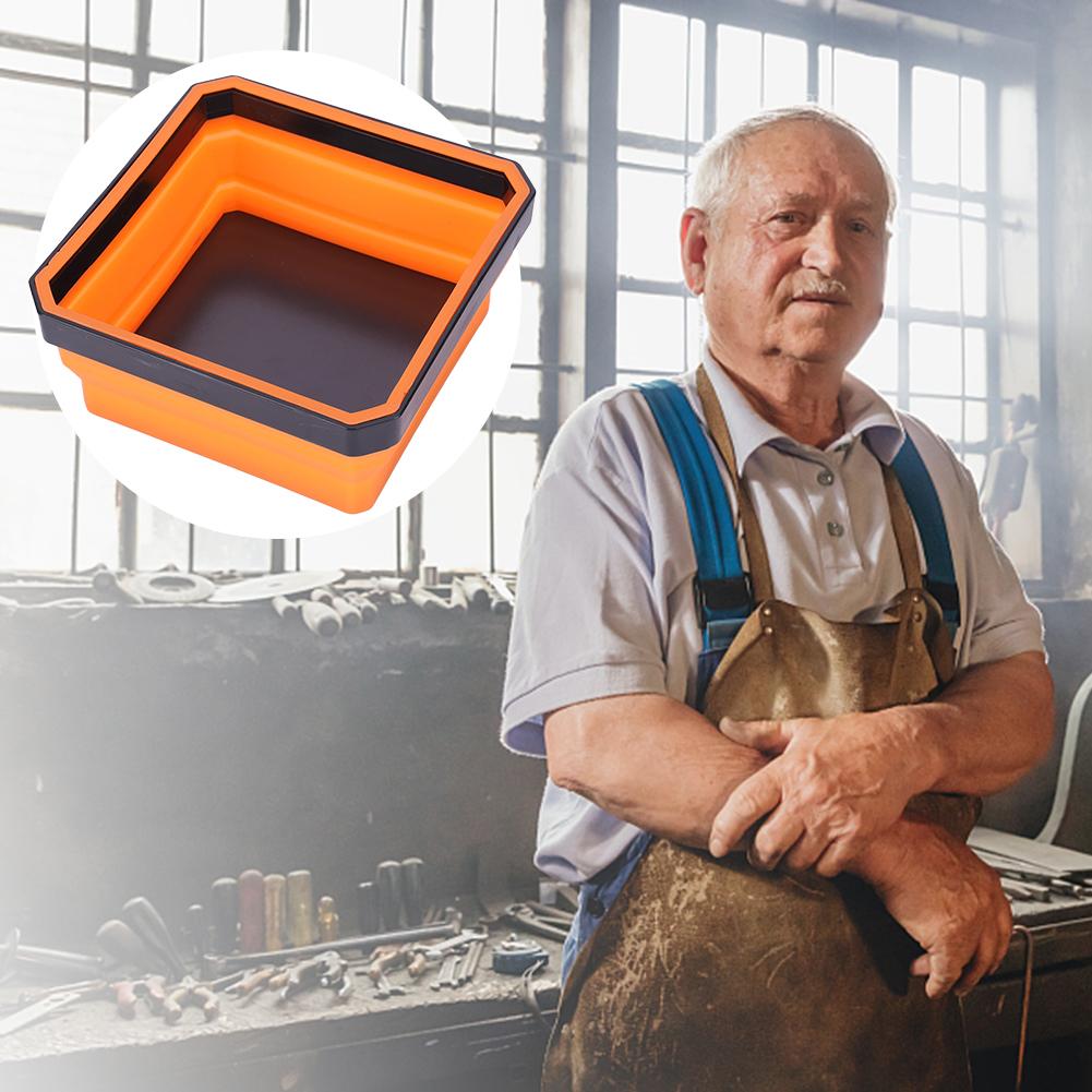 Tavă magnetică cu șuruburi de 4,53 in Tavă cu piese magnetice pliabile Tavă pătrată din silicon cu șurub Cutie tavă magnetică pentru piesa metalică mică