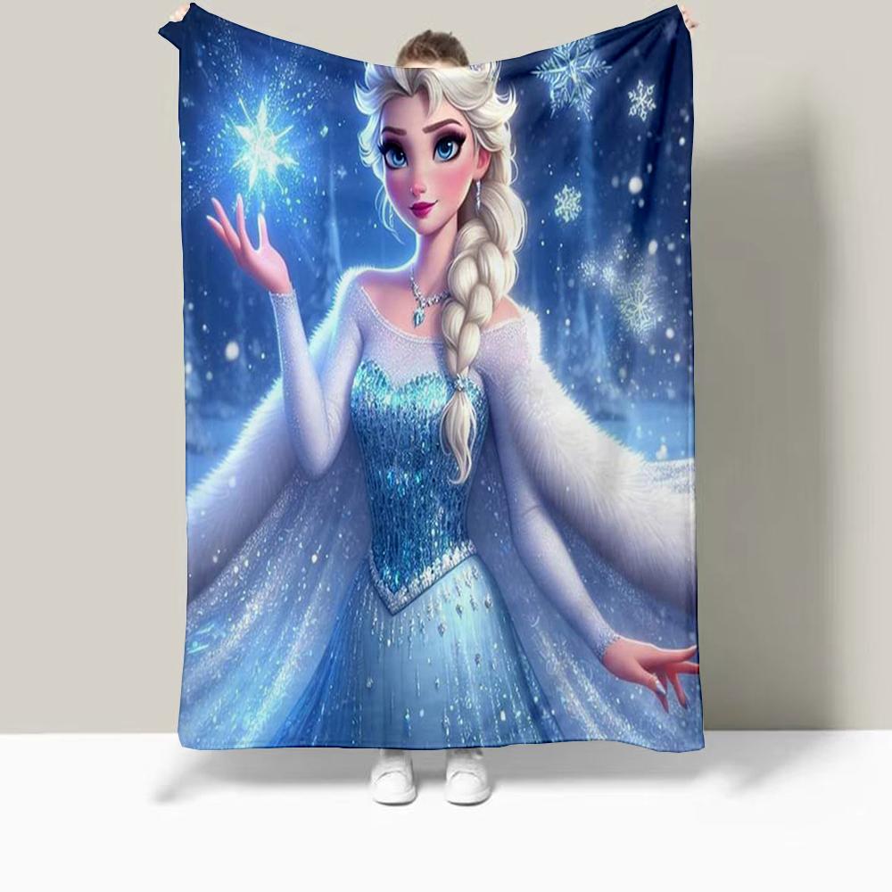 Frozen Elsa Cartoon Printed Blanket Oversized Bedding Sofa Soft Travel Warm Flannel Bedroom Blanket Children Girls Gift
