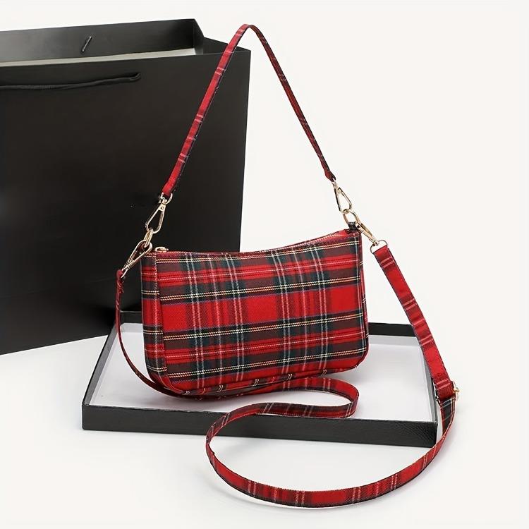 Internet celebrity plaid croissant armpit bag handbag female