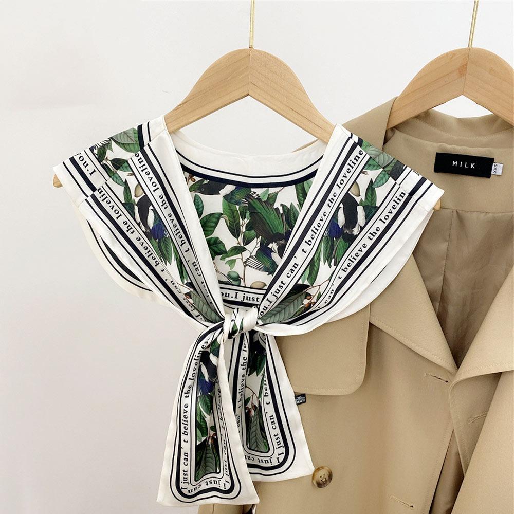 Cloak Oil Painting Shawl with Tie Multicolor Breathable Sle Silk Scarf Short Fake Collar Decorative Air Conditioned Room