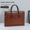 Men's Genuine Leather Anti-Theft Briefcase with Combination Lock