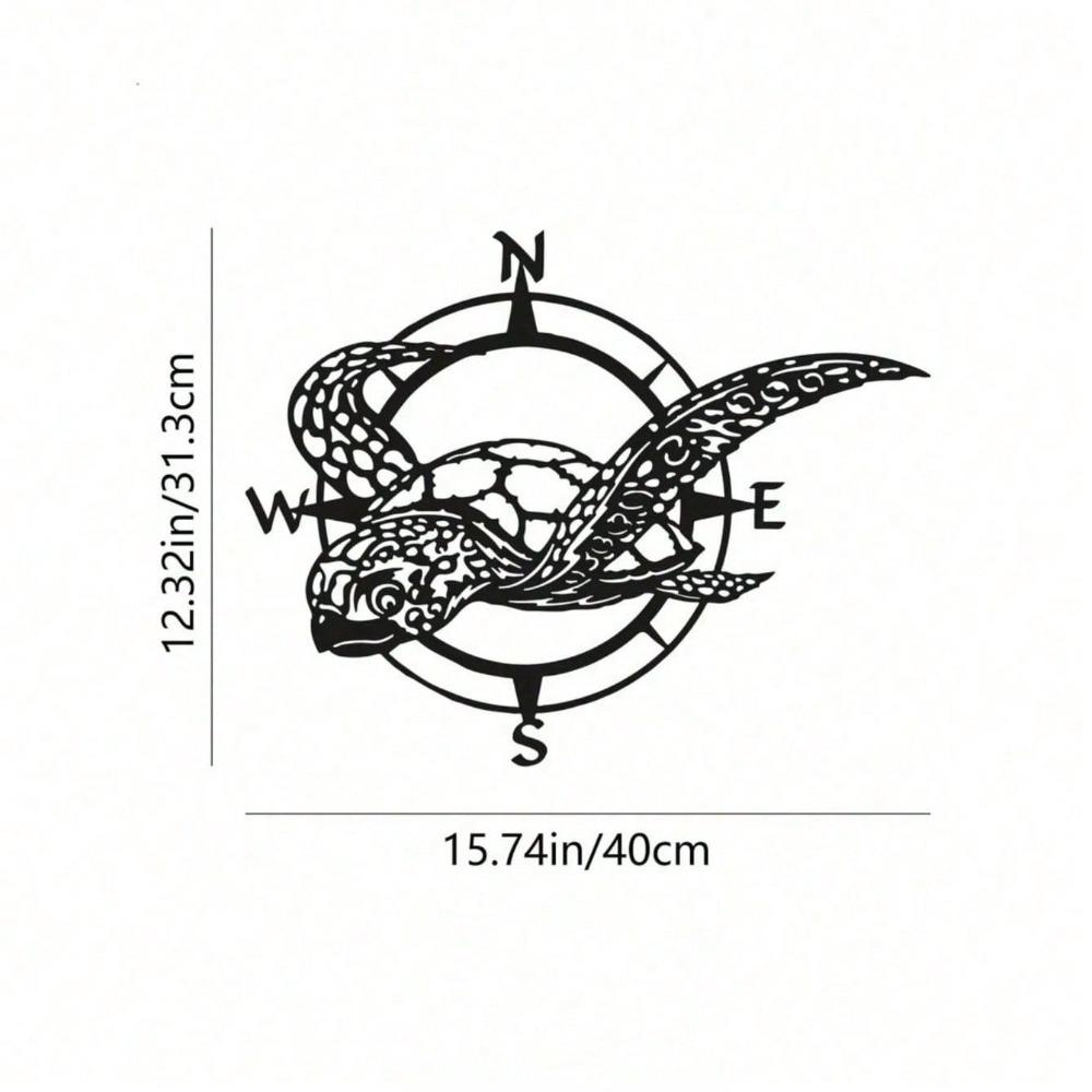 

Vintage Black Metal Sea Turtle Compass Wall Decor, Ocean Theme Art For Beach House Living Room Bedroom Garden, Unique Nautical Housewarming Gift TY3234 різнокольоровий