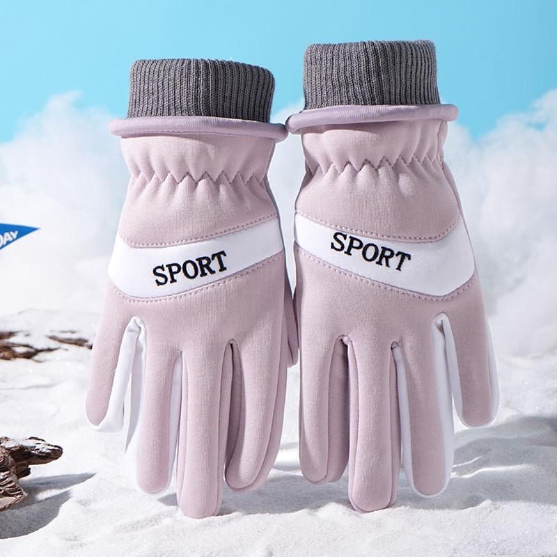 Kids Winter Warm Fleece Lined Gloves With Glow-in-the-Dark Dinosaur Print Windproof Waterproof Outdoor Cycling Play