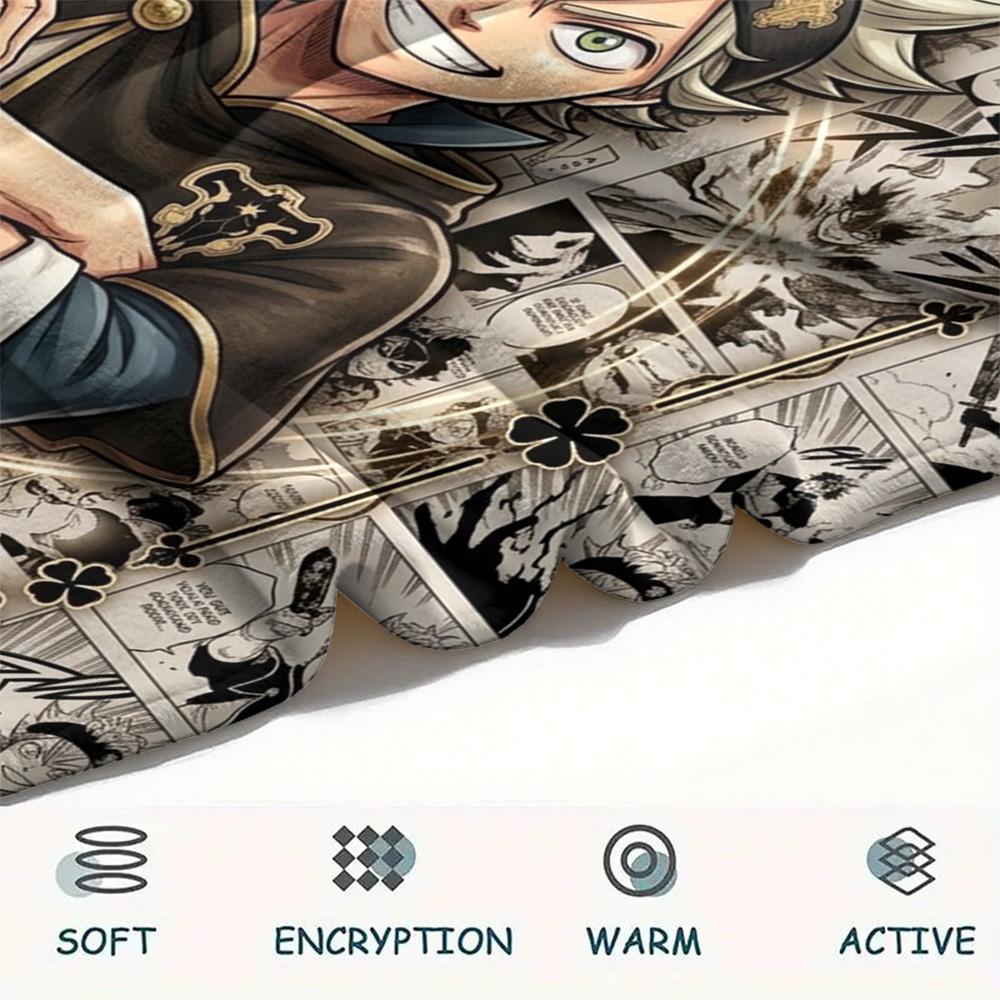 1PC Black Clover Patterned Flannel Blanket Suitable For All Seasons For Home Decor Warmth And Comfort Gifts Holiday Present