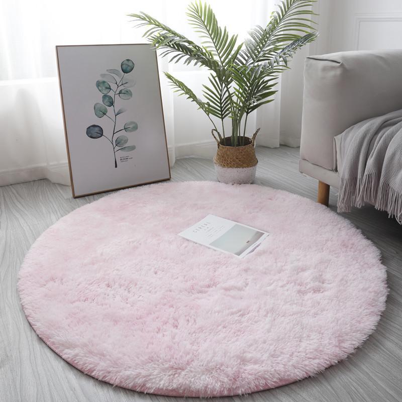 Silk Wool Tie-Dye Round Floor Rug: Ins Style for Living Room, Coffee Table, or Sofa Area 40x40cm