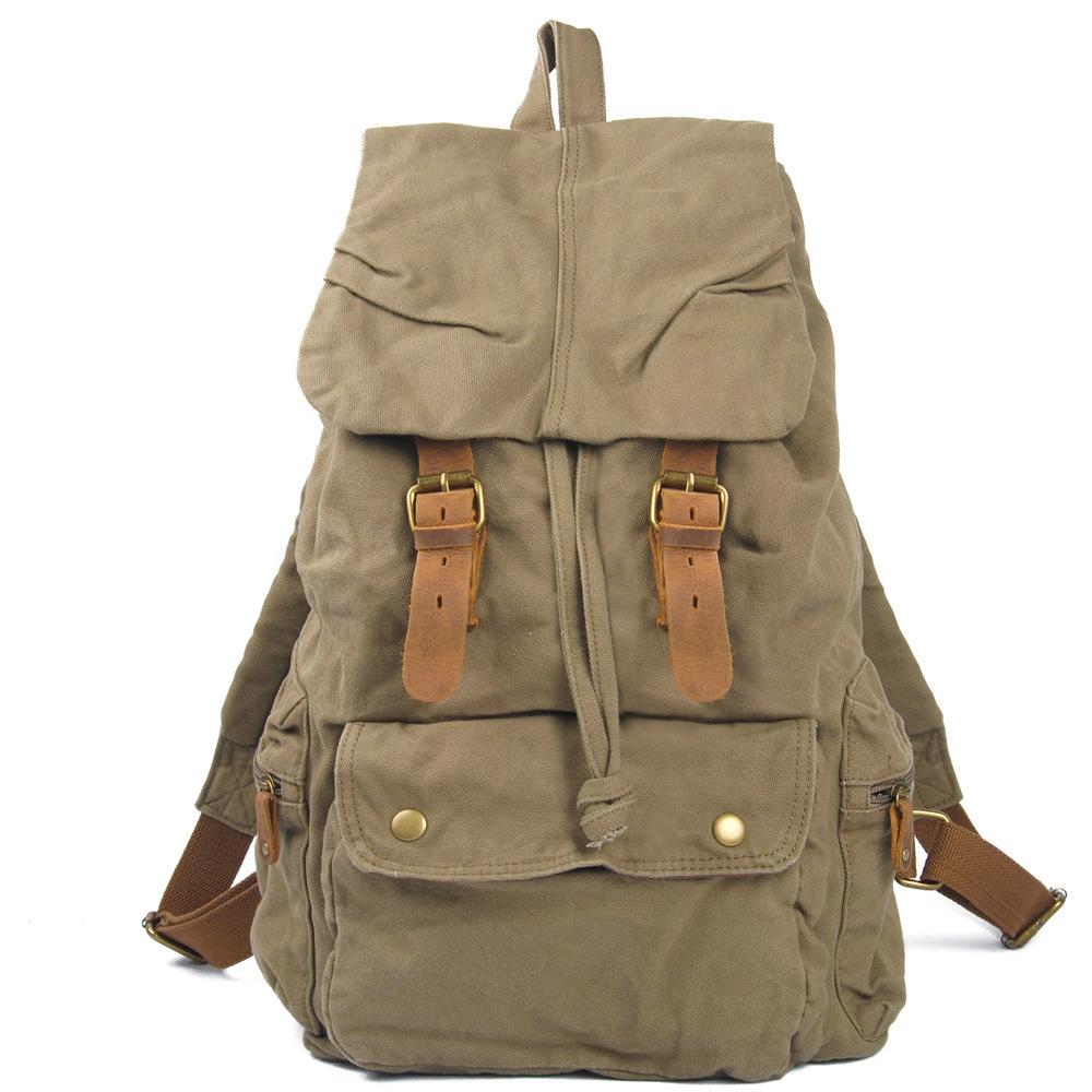 Vintage Men s Canvas Backpack, Women s Casual Backpack, Korean-style College-style School Bag, Large-capacity Travel Bag 12 inches