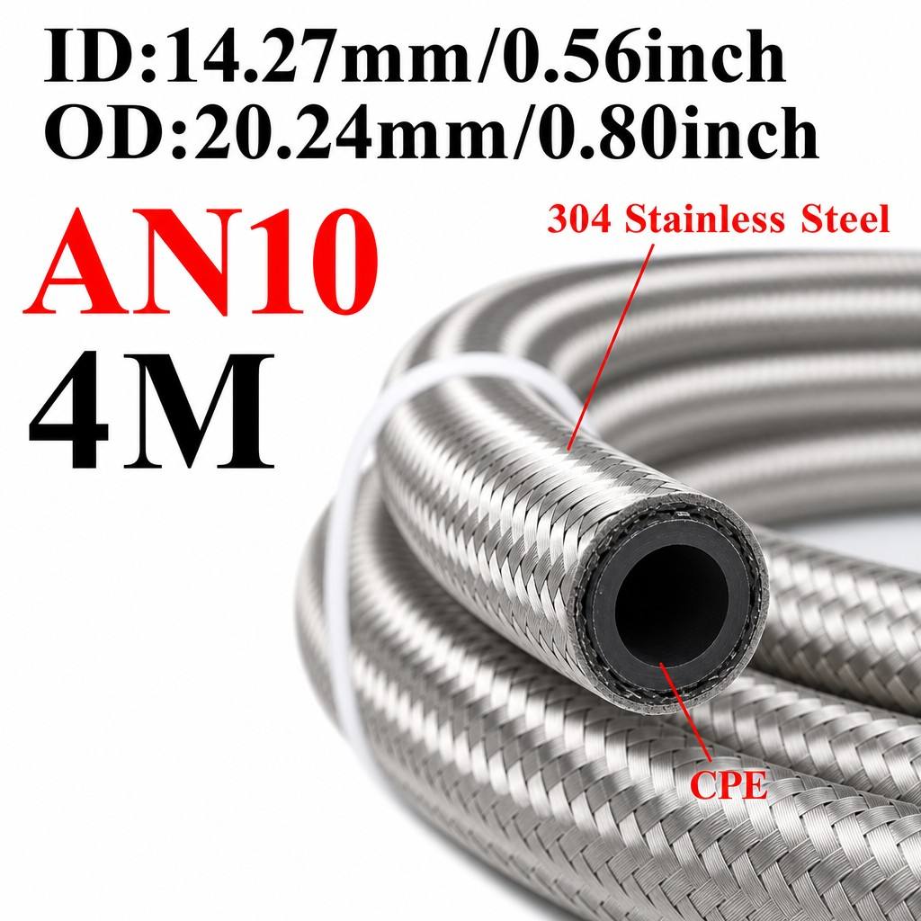 AN4 AN6 AN8 AN10 AN12 Universal Stainless Steel Braided Rubber Fuel Hose Oil Gas Cooler Line Pipe Tube For Car Universal 1M-4M