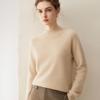 Women's Winter Pure Cashmere Sweater - Half-High Collar Loose Fit Pullover, Gentle Style, Slimming and Thick