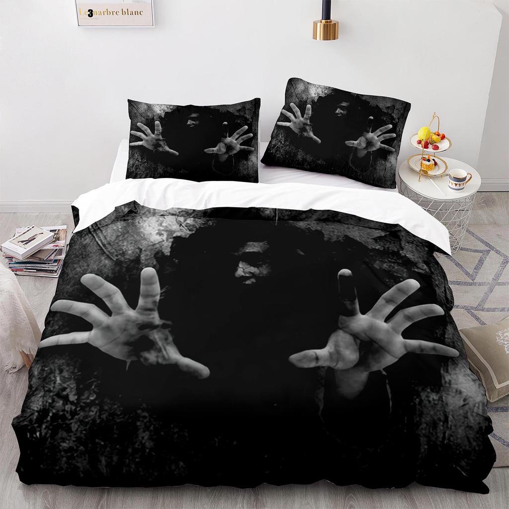 Horror Theme Duvet Cover Set Gothic Spooky Bedding Set for Teens Adult Men Terror Halloween Quilt Cover King/Queen/Full Size