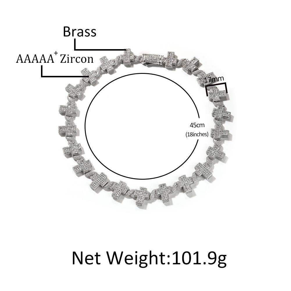 Fashion Creative Copper Inlaid Zircon Infinite Cross Necklace, the Same Hip-hop Collarbone Chain for Men and Women