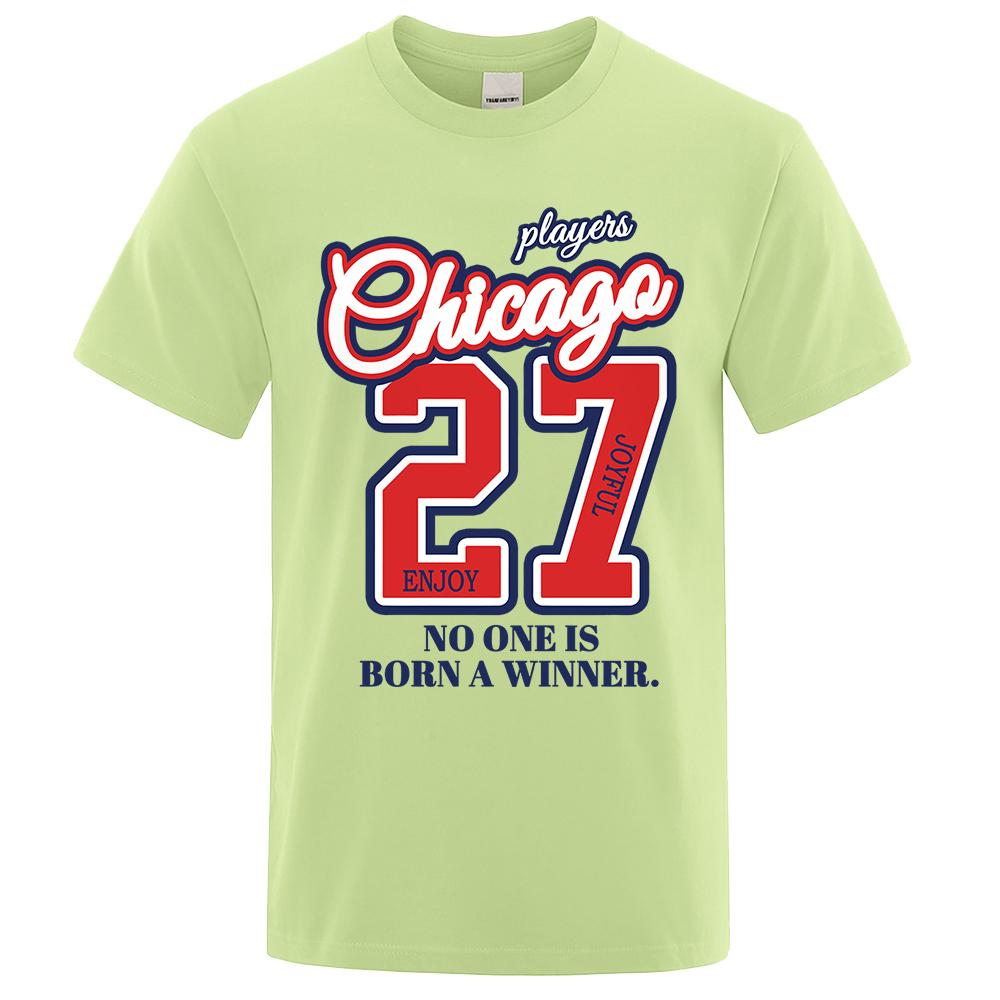 27 Number No One Is Born Winner Print Male Tshirt Oversized Loose T Shirts Cotton T Shirts Hip Hop Breathable T-Shirt Couple