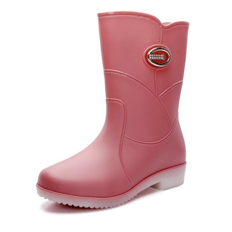 Short rain shoes women's trend water shoes medium rain boots men's fashion waterproof work shoes non-slip thick-soled rubber shoes flat bottom