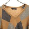 Dunhill Made in Scotland 100% cashmere Argyle Pattern Long sleeve V neck sweater Men's Used