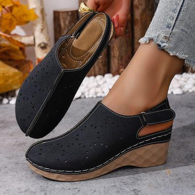 Adjustable Wedge Heel Versatile Platform Plus Size Casual Stylish Simple Closed Two Strap Sandals Women Slide Sandals For Women
