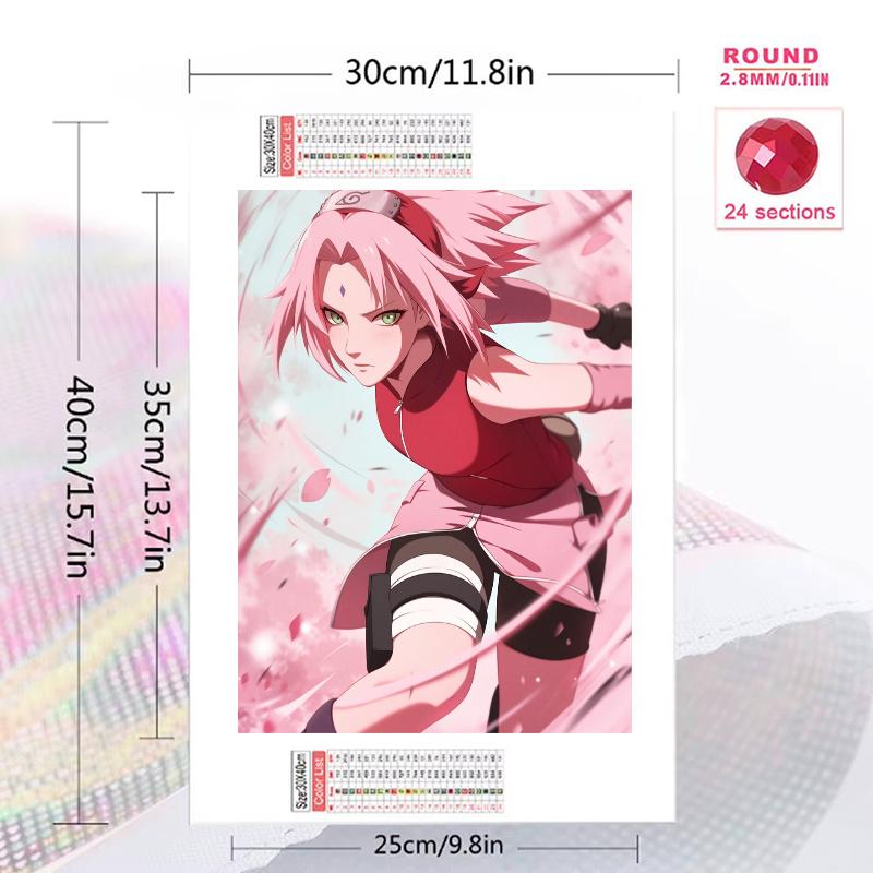 Sakura Haruno cartoon Pattern  3pcs 100% Round Full Drill 5D DIY Diamond Painting Embroidery Cross Stitch Rhinestone Décor