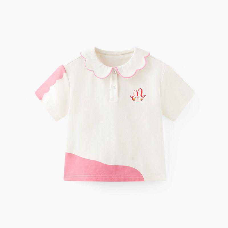 [Choose 3 Pieces from 179] Mqd Children's Short-Sleeved T-Shirt Summer Boys and Girls Color-Blocking Printed Loose T-Shirt