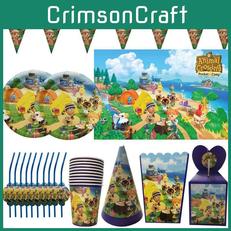 Entzückende Animal Crossing Partyartikel für Kinder Verbessern Sie die Geburtstagsatmosphäre mit Tellern und Tischdecke