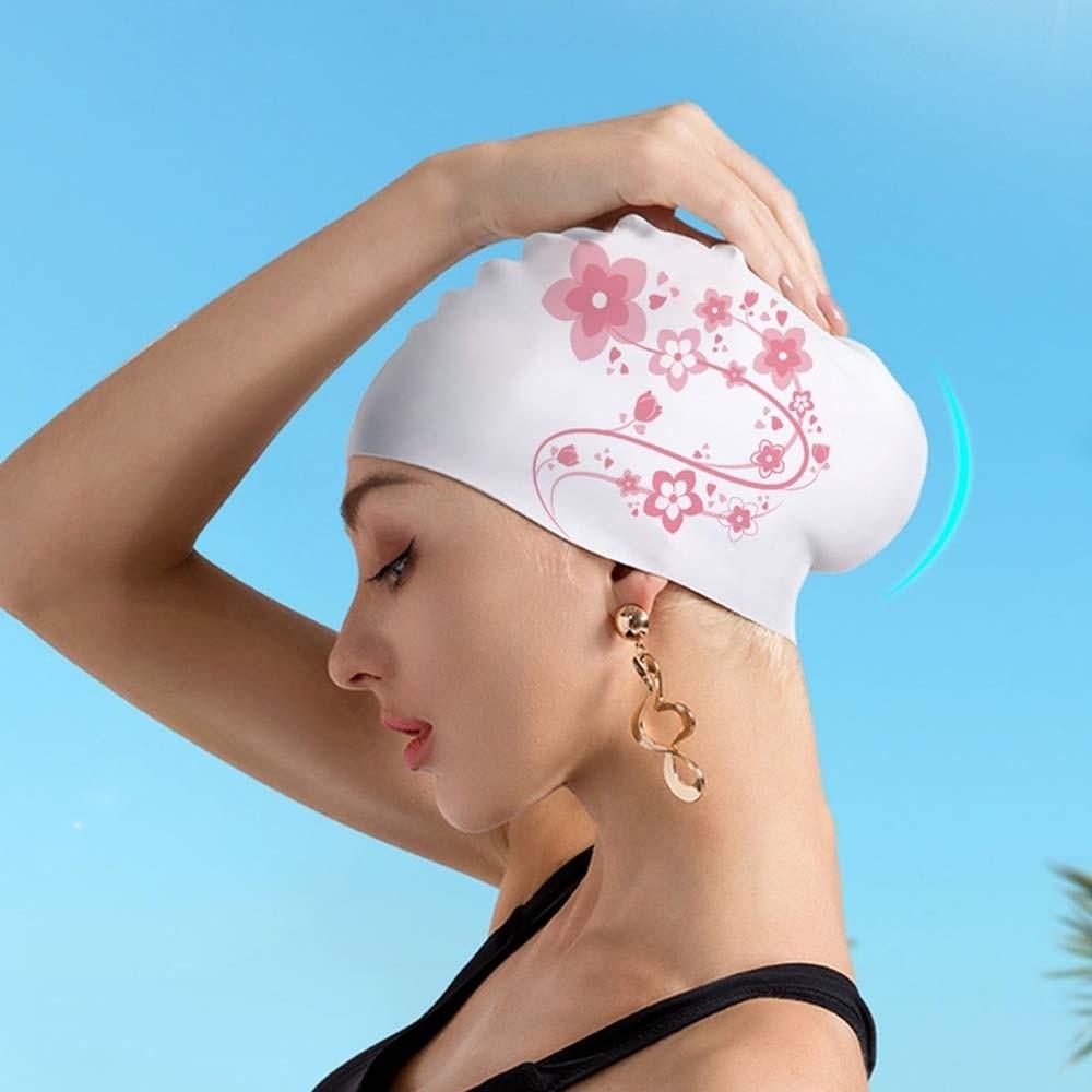 Soft Flower Swim Headgear Thicken Design Snorkeling Cap  Prevent Chlorine Irritation