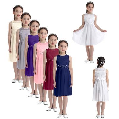 Süßes Prinzessin-Spitzen-Blumenmädchenkleid für Kinder, Mädchen, Hochzeit, Brautjungfer, Festzug, Party, festliches Kleid