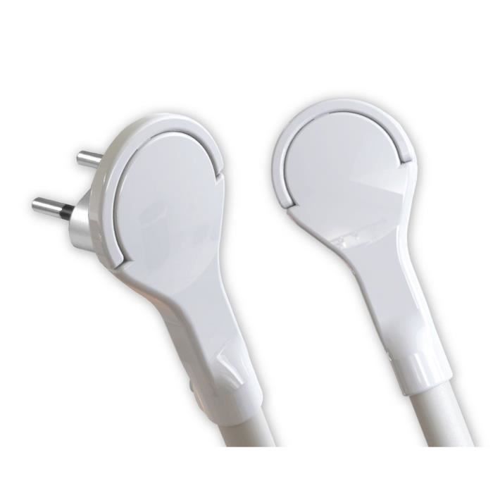 Fiche électrique mâle extra plate ZENITECH 2P 6A - Blanc