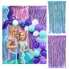 10 Pcs Fringe Curtain Metallic Tinsel Foil Fringe Curtain Backdrop Reusable Glimmering Wavy Tinsel Backdrop for Parties Birthdays Photo Booth Props