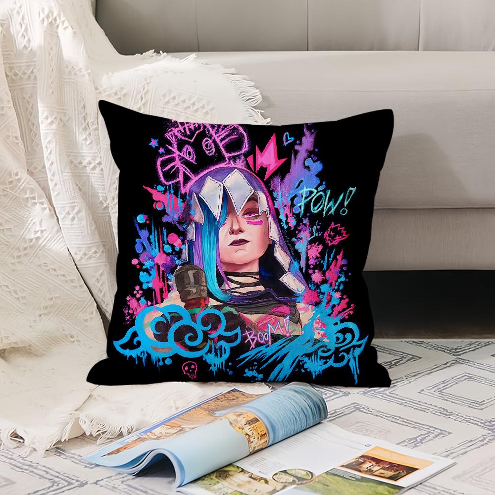 Anime Cartoon J-Jinx Black Pillow Case Office Cushions Suitable For Sofa Car Bedroom Decorative Cushion Cover
