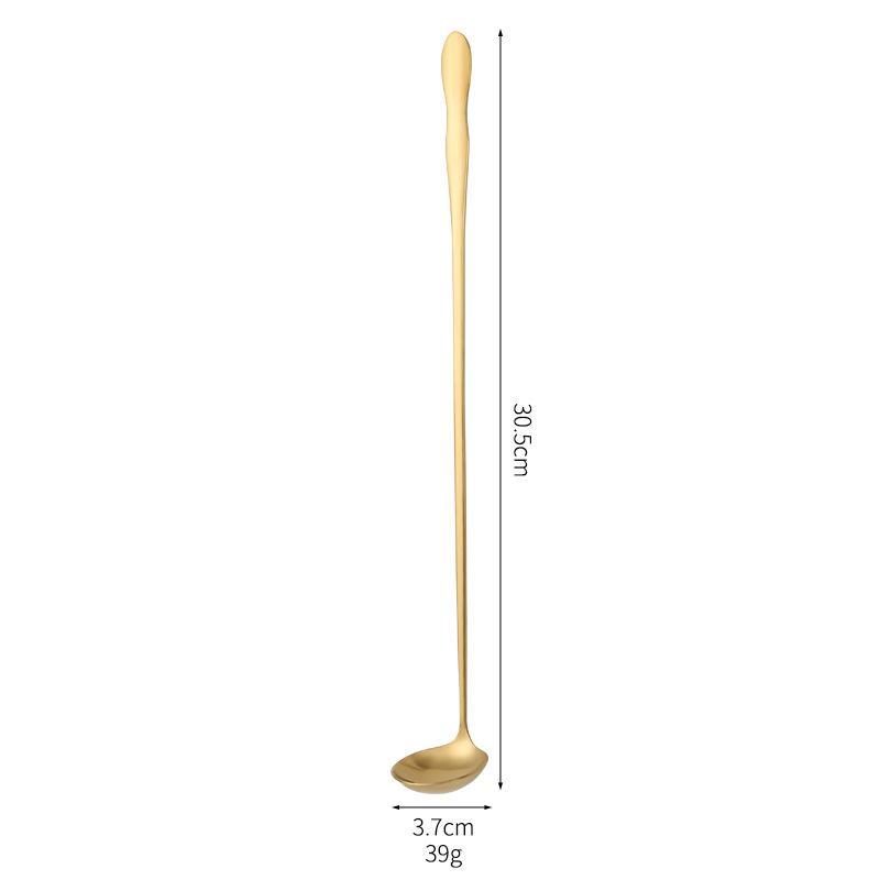 Stainless Steel Long Handle Teaspoon For Cocktails, Ice Coffee, And Tea - Mixing Spoon With Easy Grip Handle