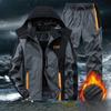 Men's Waterproof Winter Jacket Suit Plus Velvet Thickened Two-piece Sportswear Suit Men's Mountaineering Clothing