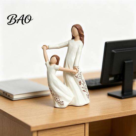 Heartwarming Family Keepsake Gifts for Mom from Daughter, Hand Painted Resin Mother Daughter Statue Figurine, Sentimental Mother's Day Healing