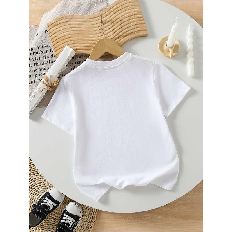 European sizes Girls' Short-Sleeve T-Shirt | Featuring Cartoon Puppy and Green Hat Print, Trendy Pattern Design, Soft and Comfortable