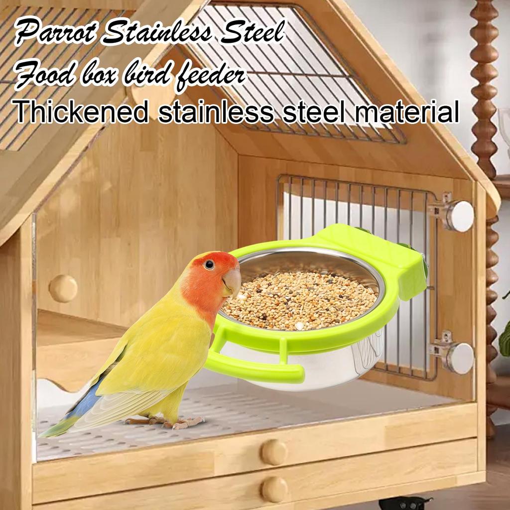 Parrot Stainless Steel Food Box Bird Feeder