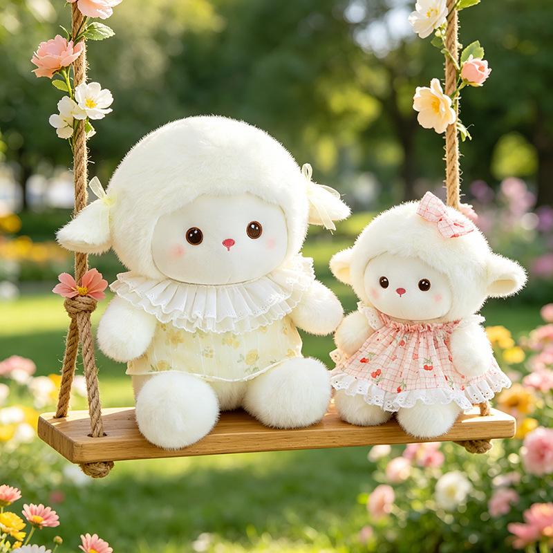 Pastoral Floral Small Woolen Doll Removable Lace Skirt Doll Girl Desktop Ornament Gift Toy