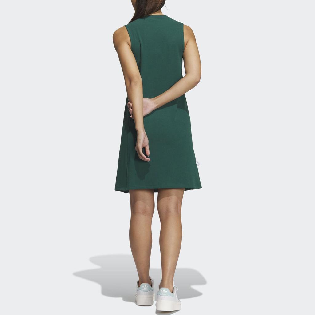 Adidas Originals Robe Sans Manches Imprimé Logo Trèfle Uni Robe Femme Vert IP2208