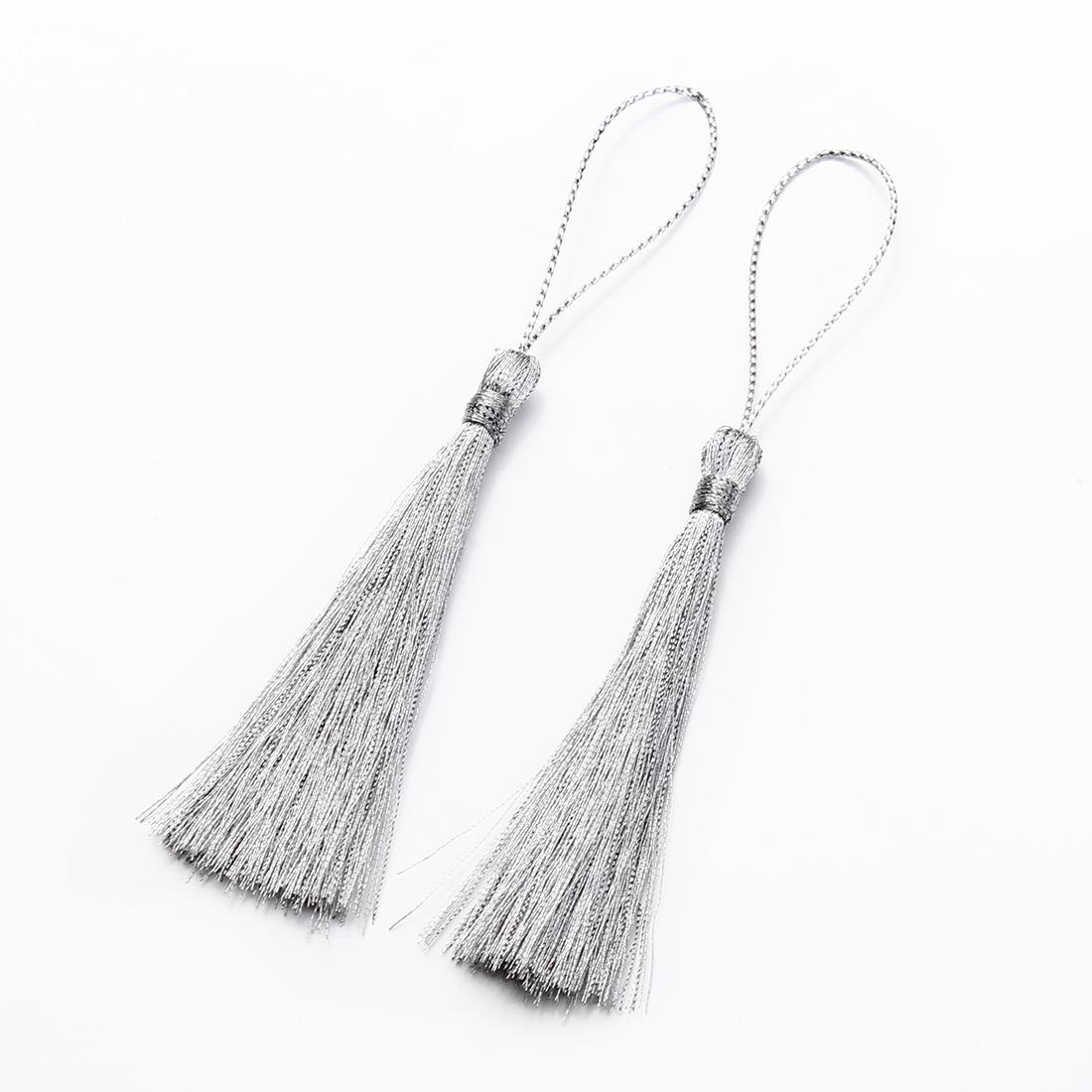 

30pcs 4-8cm Gold Silver Rayon Silk Tassel Polyester Silky Fringes with Cord Loops for DIY Bookmark Jewelry Craft Handmade Materi 4cm 30pcs срібний