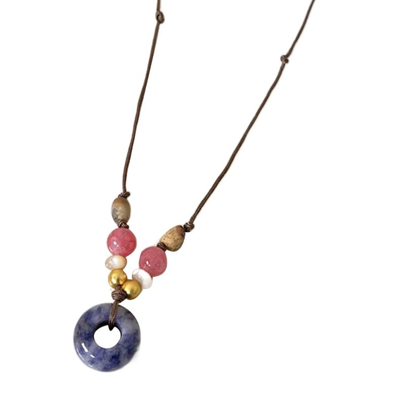 Exquisite Halskette im traditionellen chinesischen Stil Ethnischer Stil Anhänger Halskette Antike Kordel Schmetterlingsblumen-Charms Kette