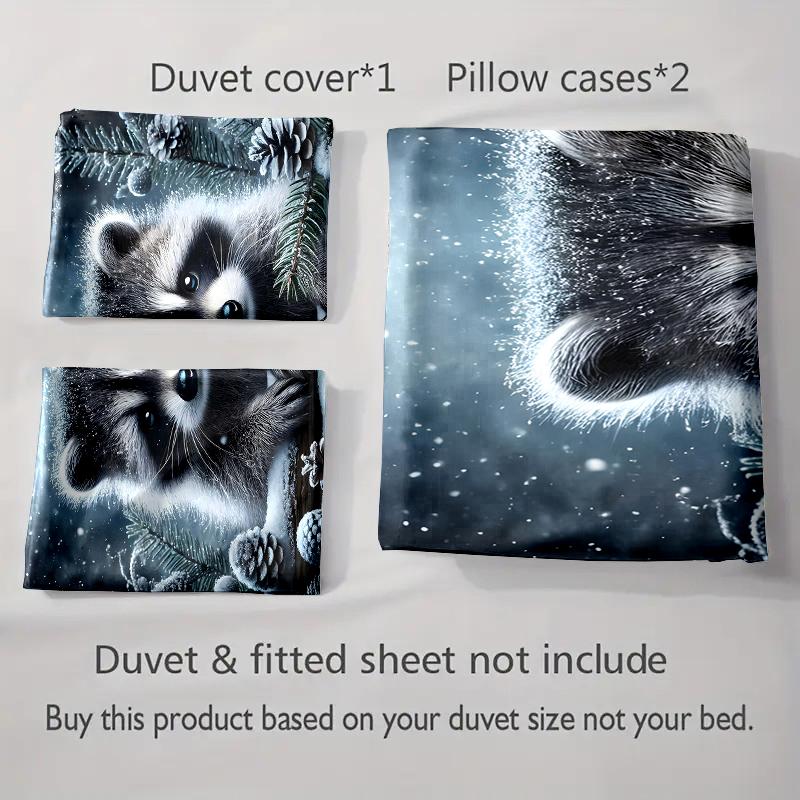 Raccoon winter scene. Bedding Duvet cover sets Duvet covers Pillowcases gifts (1 * Duvet Cover 2 * Pillowcases, without duvet insert)