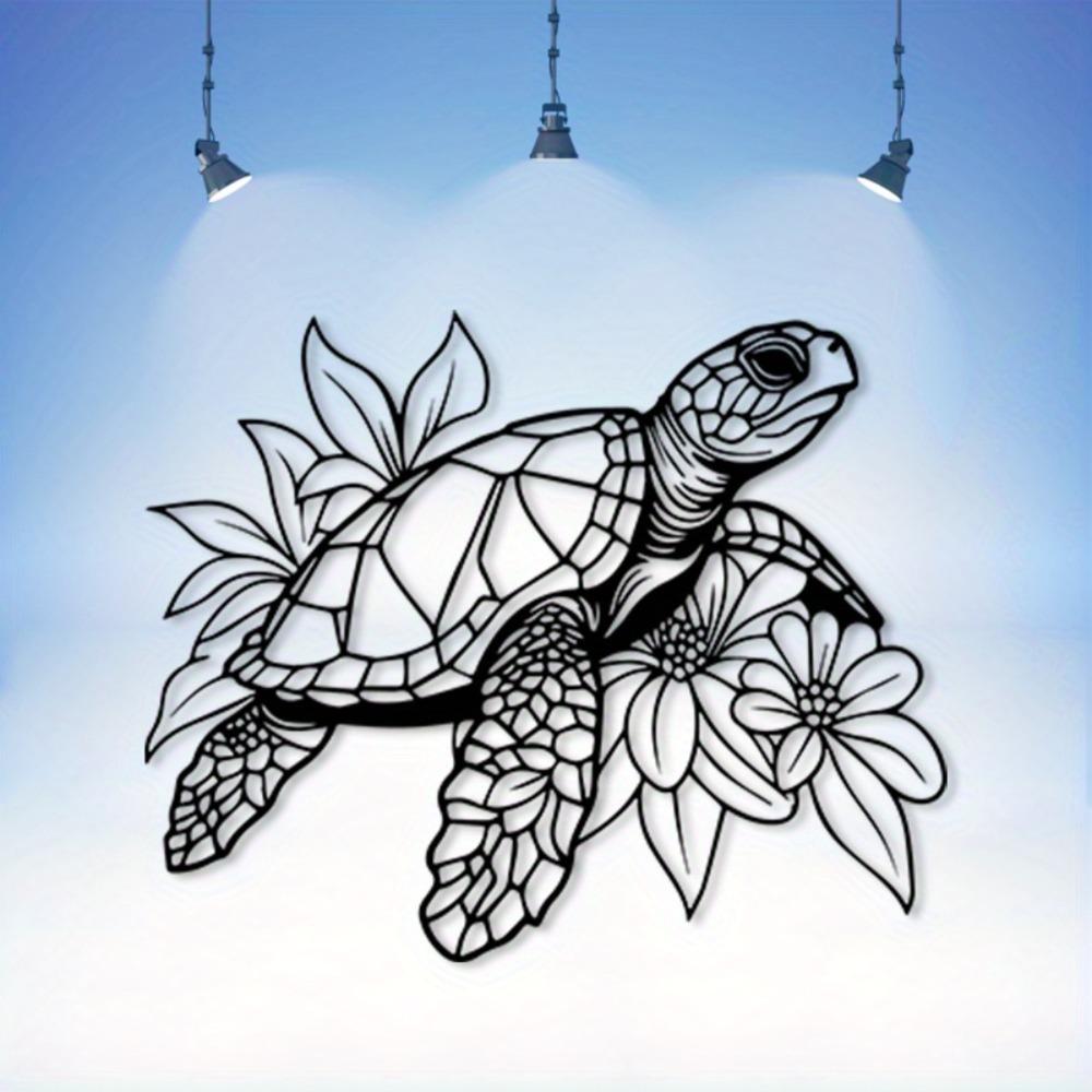 1pc Modern Marine Turtle Wall Sculpture Rust Resistant Iron Sea Turtle Art Horizontal Marine Theme Design Outdoor Home Office Easy Mount Decor