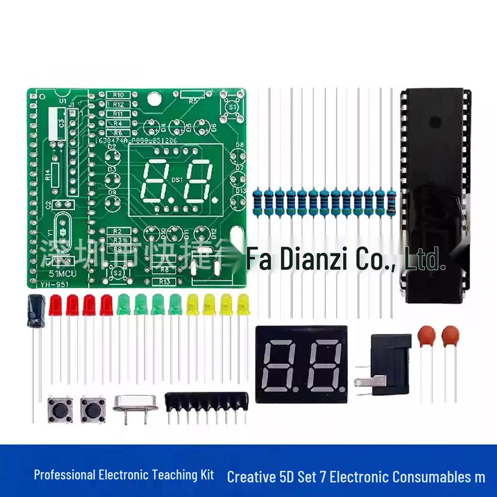 51 Single-Chip Microcontroller Traffic Light Red-Green Signal DIY Soldering Kit