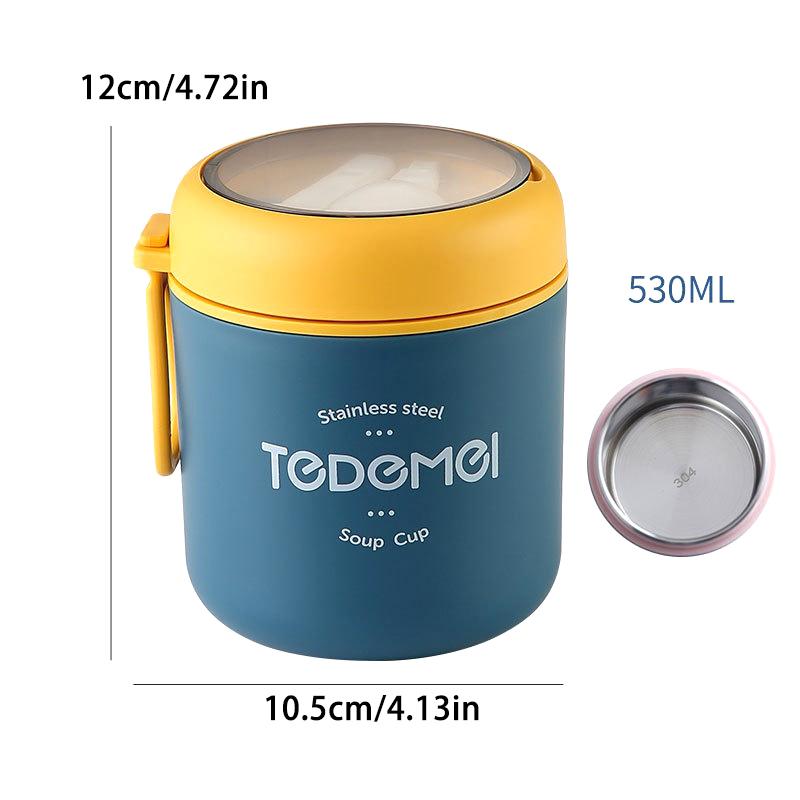 Stainless Steel Insulated Soup Thermos with Spoon Lunch Box Food Warmer Thermal Jar Cooler Storage Container for Picnics Work
