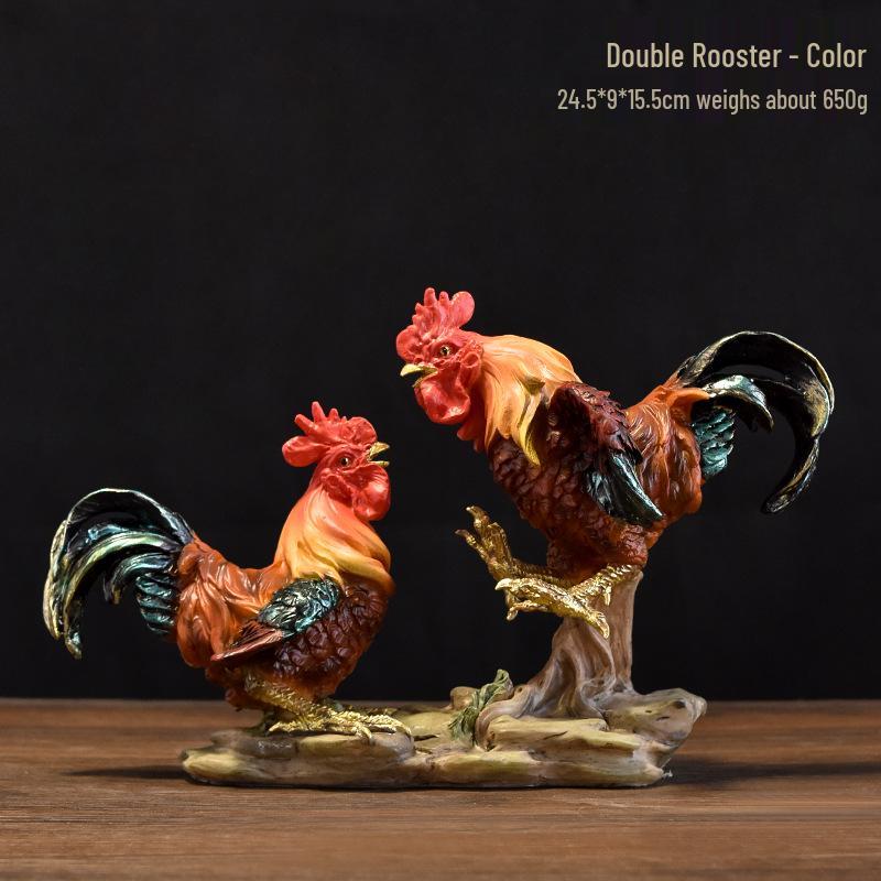 Realistyczna ozdoba z żywicy w kształcie koguta do dekoracji ogrodu lub rancza