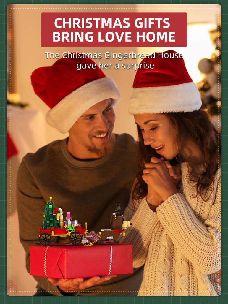 Căsuța de Crăciun din turtă dulce Woma cu lumini - Set de blocuri de construcție de Crăciun pentru copii