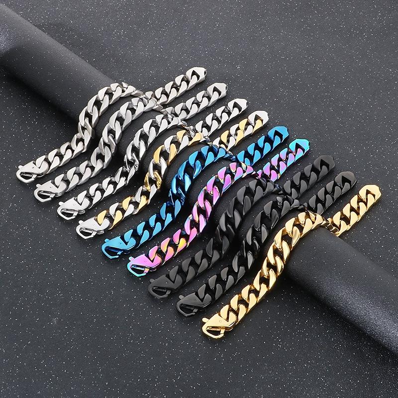 Gioielli in Acciaio di Titanio Guangdong, Bracciale Braccialetto in Acciaio di Titanio, Bracciale Uomo Catena Cubana Semplice Creativa