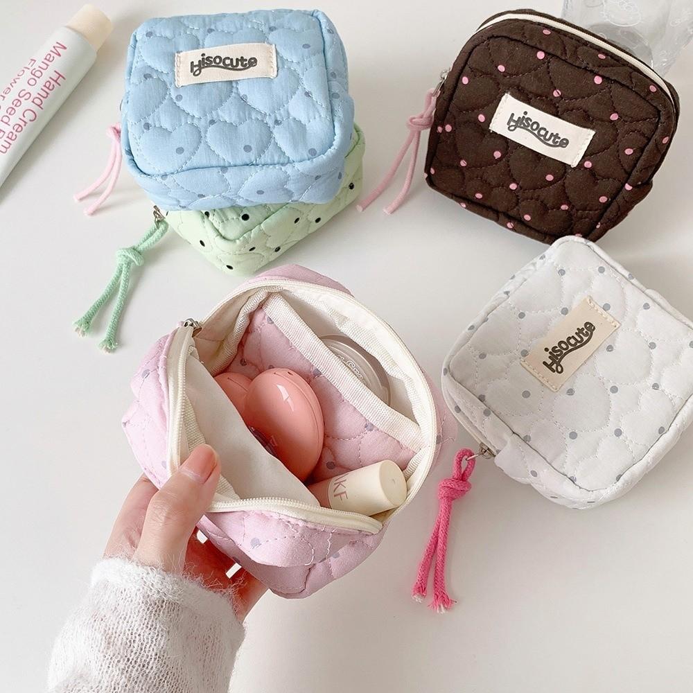 Polka Dot Cosmetic Bag Large Capacity Sanitary Napkin Storage Bag Small Lipstick Pouch  Women Girl