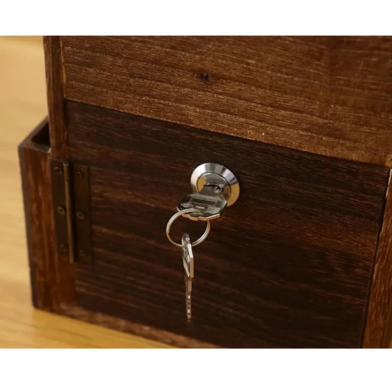 Handcrafted Wooden Feedback Box Featuring Lockable Slot Removable Writing And Storage Compartment For Office Decoration