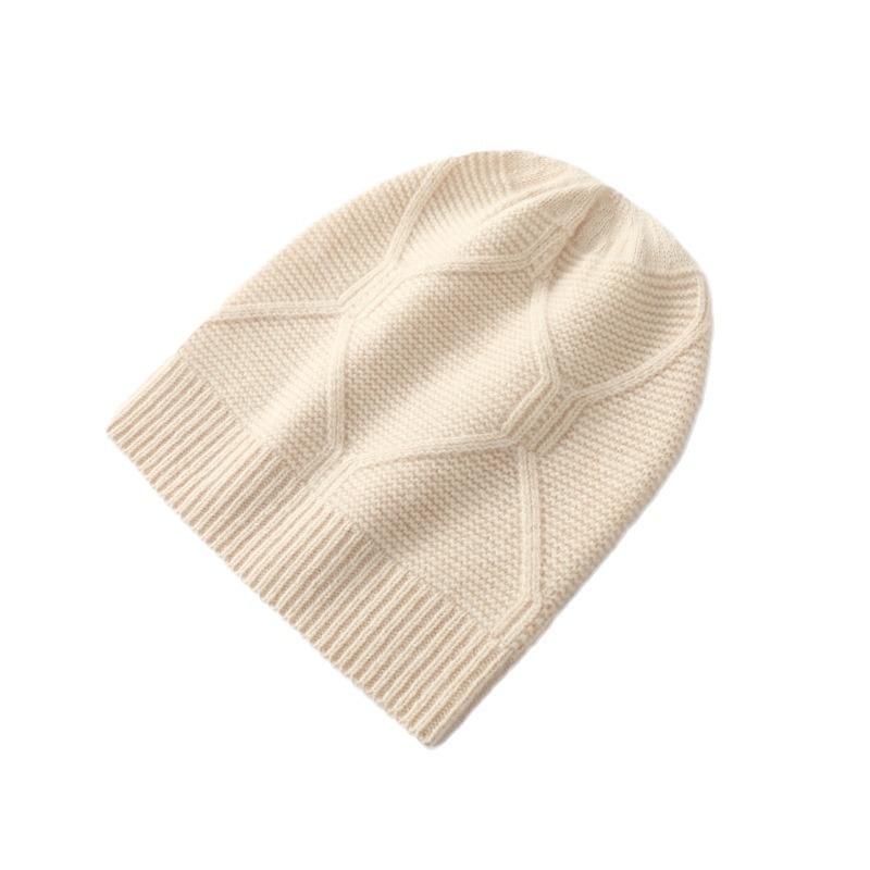 Autumn and winter new pure wool knitted hats men's and women's wool hats, simple and fashionable versatile warm ear protectors headgear