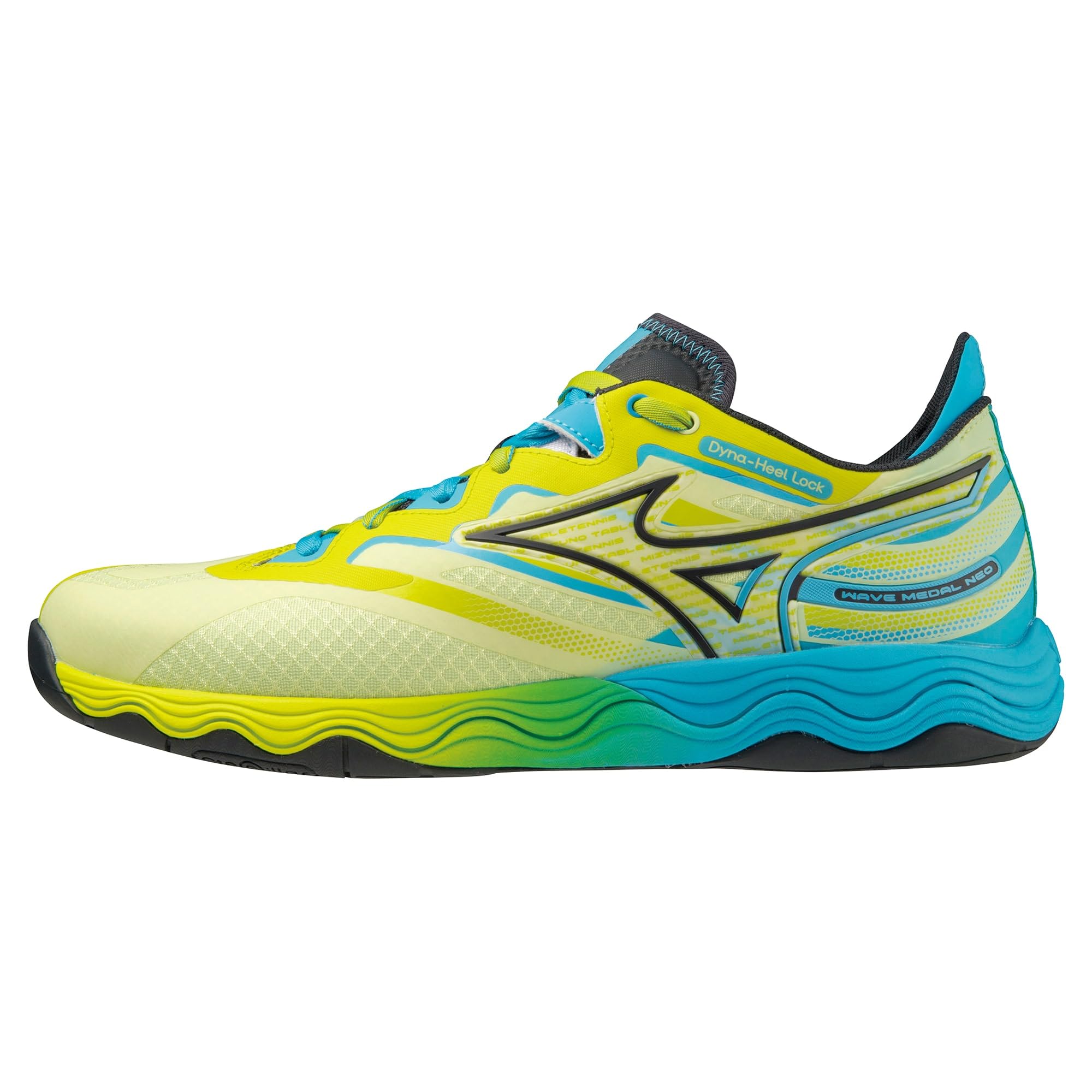 

Mizuno Wave Medal NEO Table Tennis Shoes, Stability, Cushioning, Responsiveness, and Fit, Yellow x Black x Light Blue, Size 25.0 cm, 2E