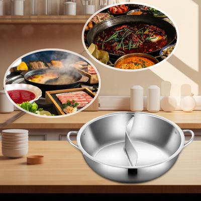 Chinese Shabu Pot Stainless Steel with Divider,Cooking Pot,Mandarin Duck Pot,Double Flavor